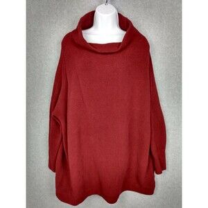 Free People Ottoman Tunic Sweater Medium Burgundy Slouchy Ribbed Knit Mock Neck